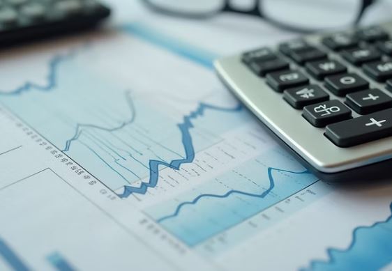 Documentación financiera y calculadora sobre gráficos empresariales